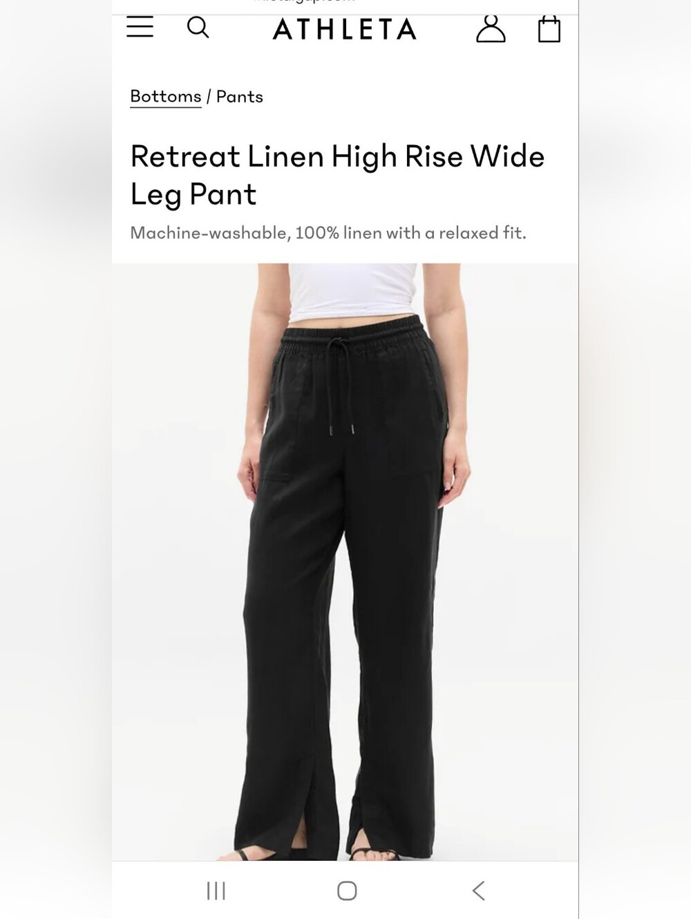 Athleta Black Retreat Linen High-Rise Wide Leg Pants